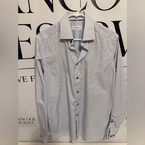 Eton Contemporary Dress Shirt – Men’s 15½ / 39 – Blue White Stripe – 100% Cotton